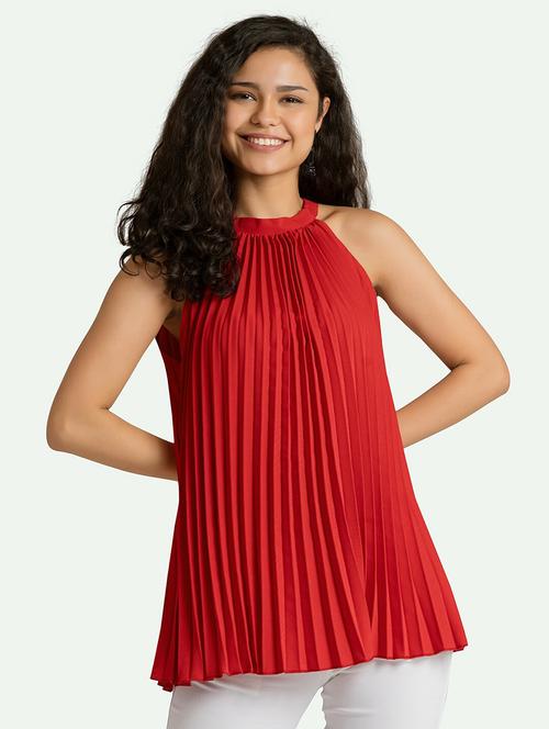 women solid halter neck a-line top - 21311777 - Very Small Image - 1