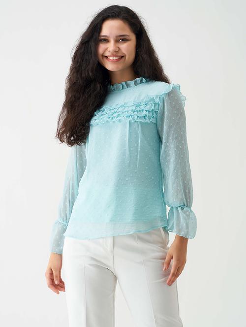 women self designed mock neck top - 21311779 - Very Small Image - 1
