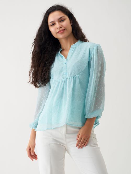 women light blue polyester regular top - 21311826 - Very Small Image - 1