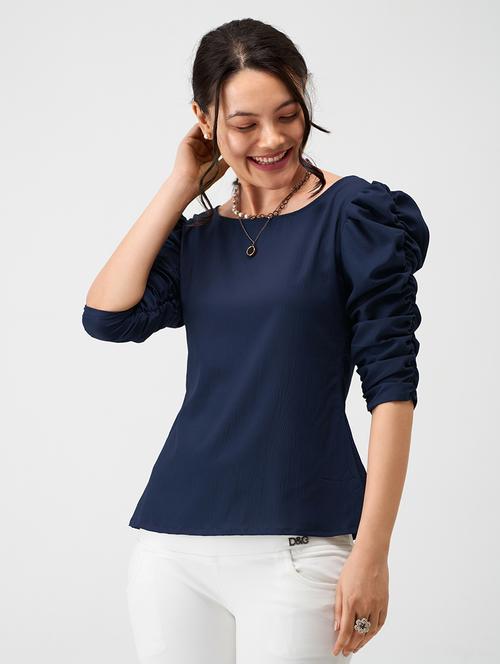 women navy blue polyester regular top - 21311871 - Very Small Image - 1