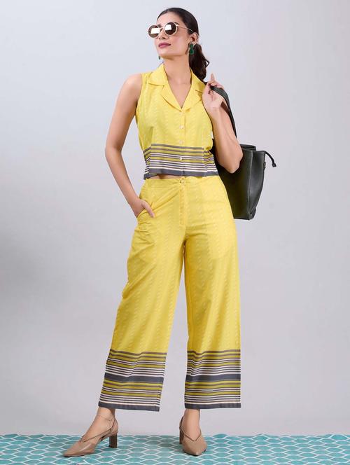 women yellow linen top and trouser co-ord set - 21312039 - Very Small Image - 1