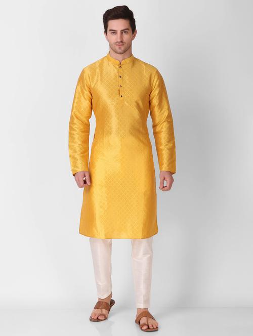 men mandarin neck self design kurta pyjama set - 21313616 - Very Small Image - 1