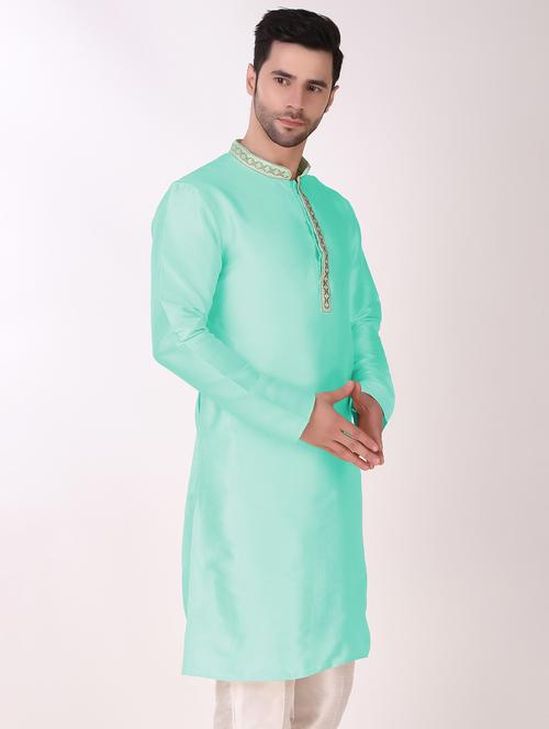 men mandarin neck self design kurta pyjama set - 21313631 - Very Small Image - 1