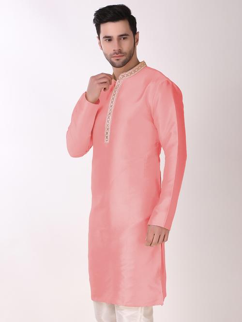 men mandarin neck self design kurta pyjama set - 21313632 - Very Small Image - 1