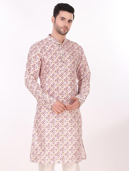 men mandarin neck printed kurta pyjama set - 21313666 - Very Small Image - 1
