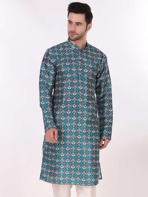 men mandarin neck printed kurta pyjama set - 21313668 - Very Small Image - 1