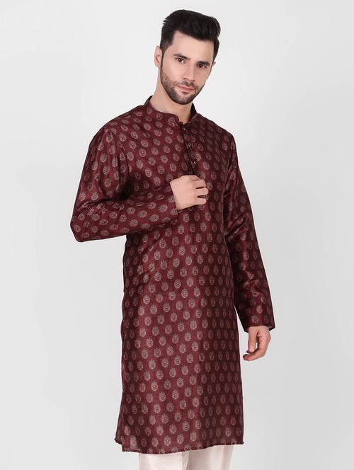 men mandarin neck printed kurta pyjama set - 21313677 - Very Small Image - 1
