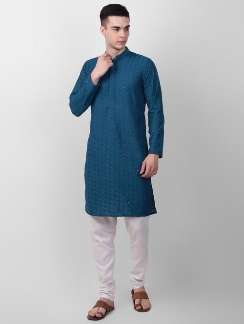 men embroidered mandrain neck kurta - 21313736 - Very Small Image - 1