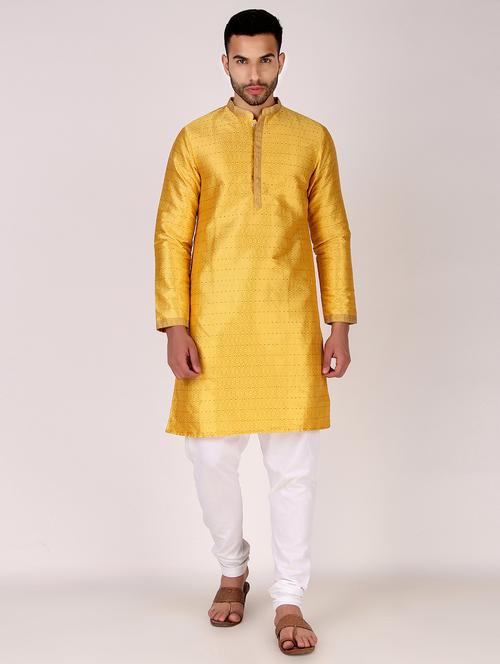 men mandarin neck self design long kurta - 21313741 - Very Small Image - 1