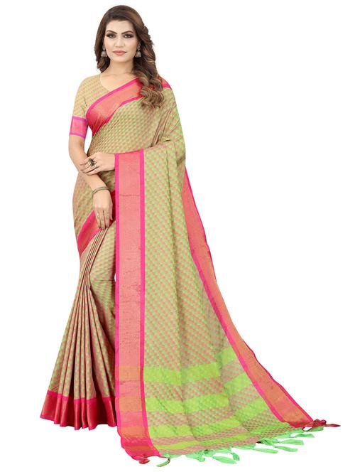 women cream chettinadu saree with blouse - 21316053 - Very Small Image - 1