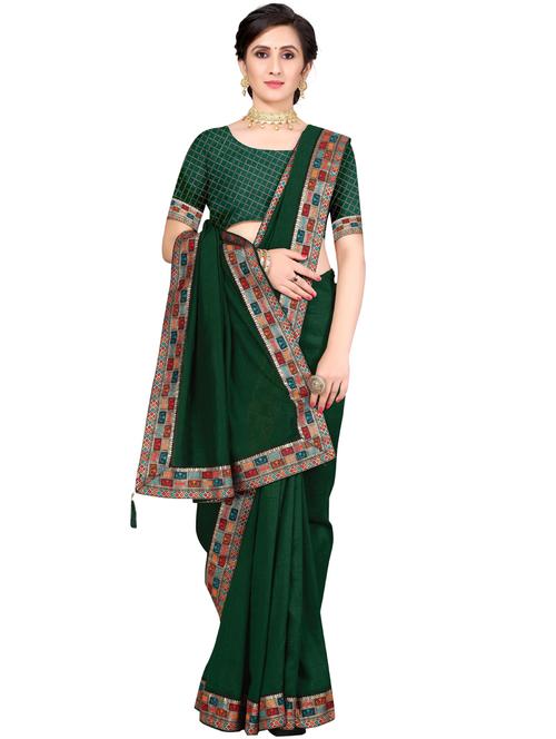 women solid with bordered saree with blouse - 21316098 - Very Small Image - 1