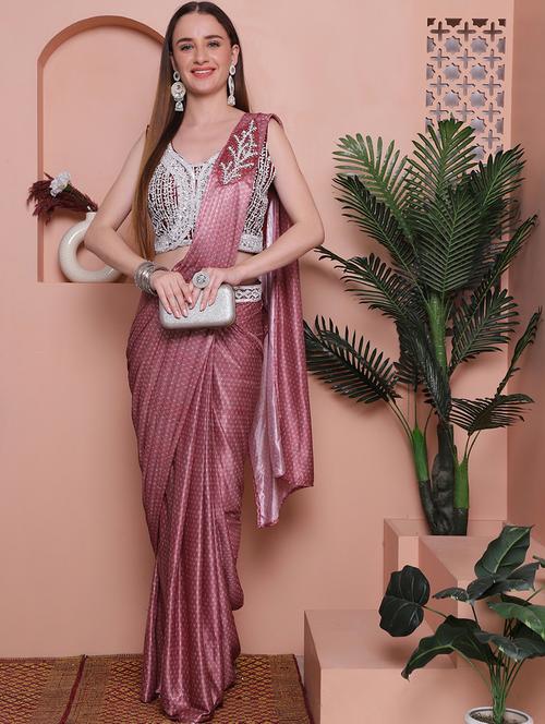 women printed ready to wear saree with blouse - 21316391 - Very Small Image - 1