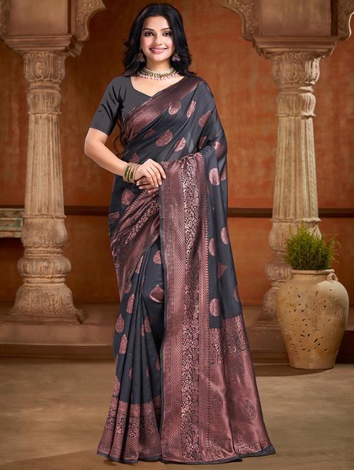 women black banarasi saree - 21316437 - Very Small Image - 1