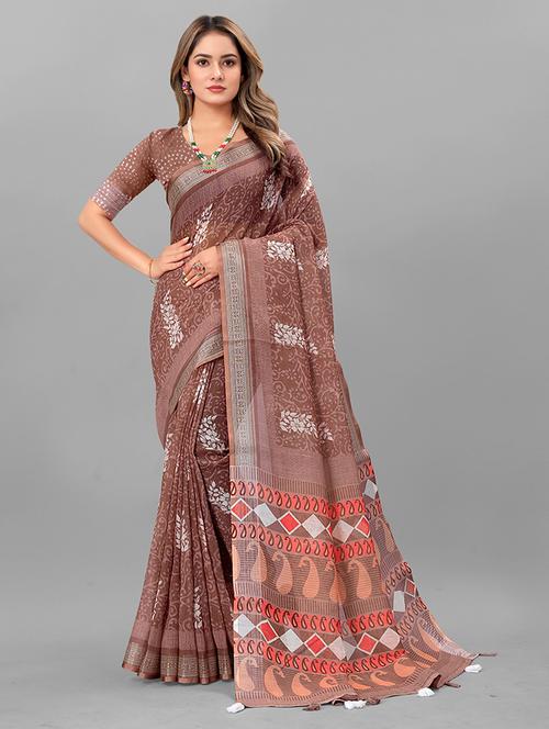 women brown jamdani saree - 21316468 - Very Small Image - 1