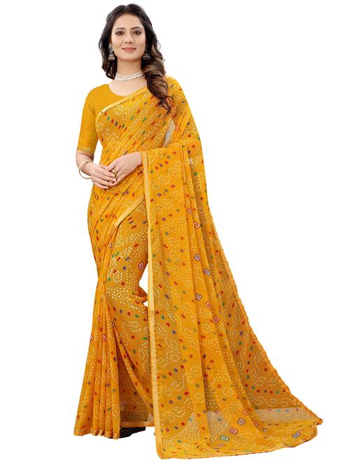 women yellow printed saree - 21316624 - Very Small Image - 1