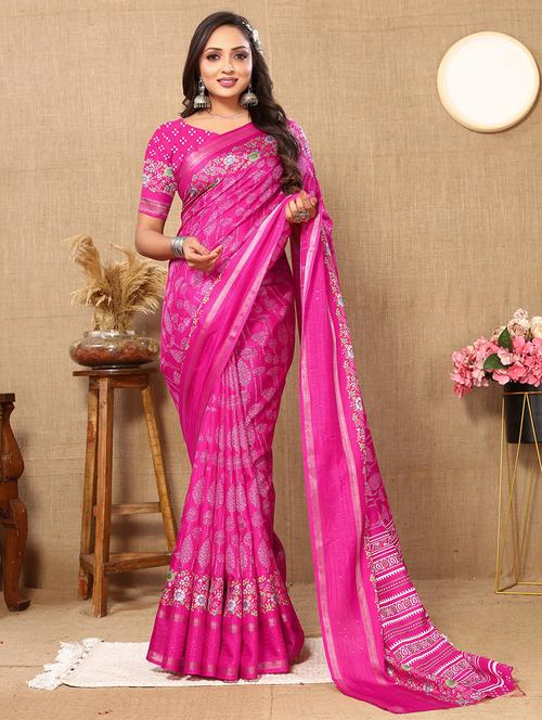 women printed saree with blouse - 21316687 - Very Small Image - 1
