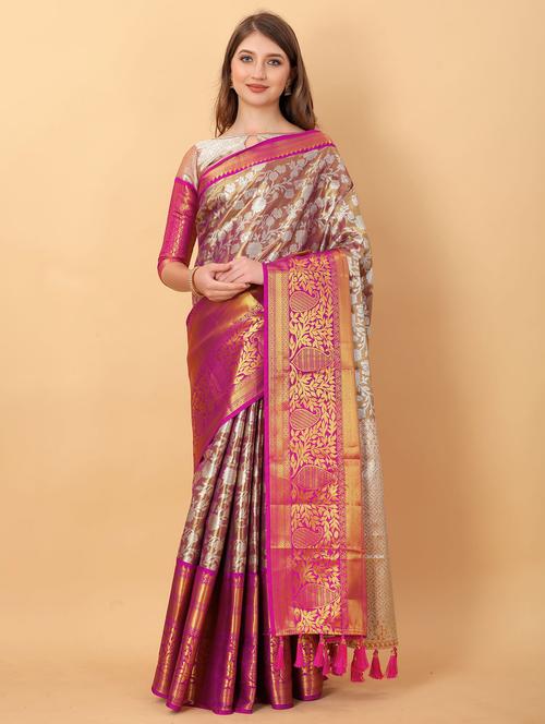 women brown banarasi saree - 21316771 - Very Small Image - 1
