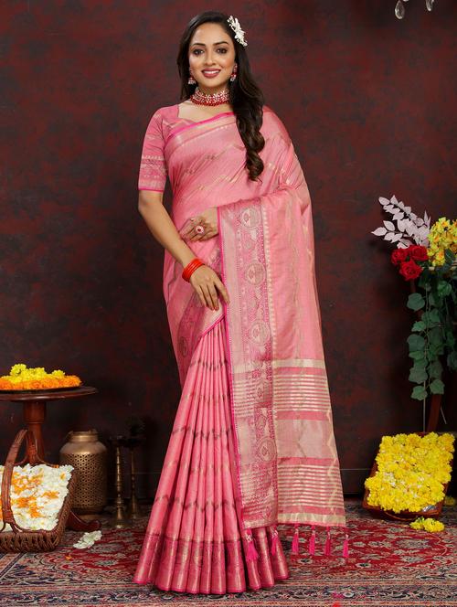 women pink banarasi saree - 21316802 - Very Small Image - 1