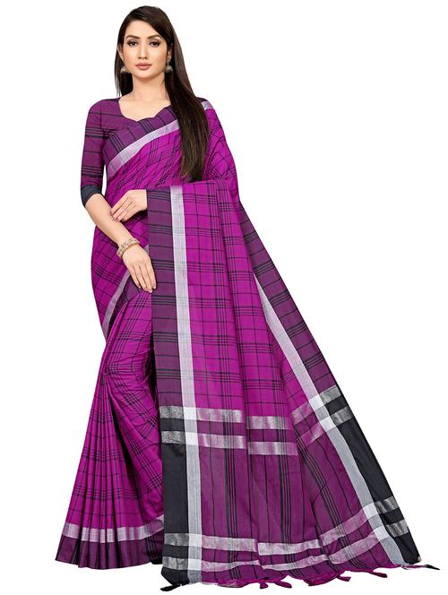 women checkered handloom saree - 21317021 - Very Small Image - 1