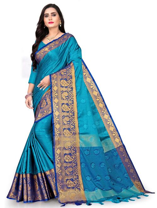 women blue banarasi saree - 21317068 - Very Small Image - 1