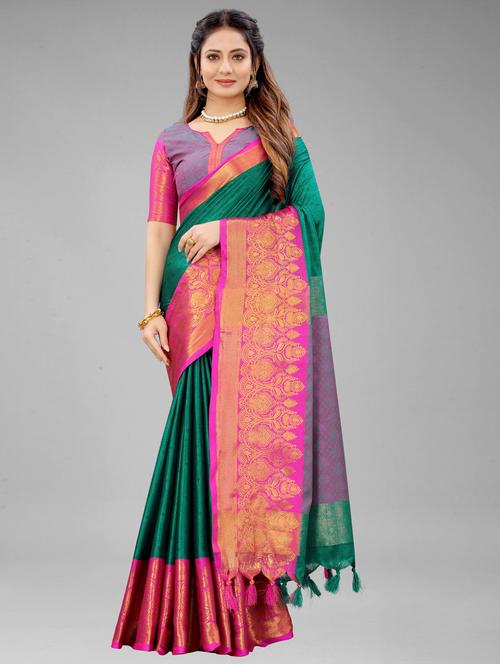 women mustard banarasi saree - 21317070 - Very Small Image - 1