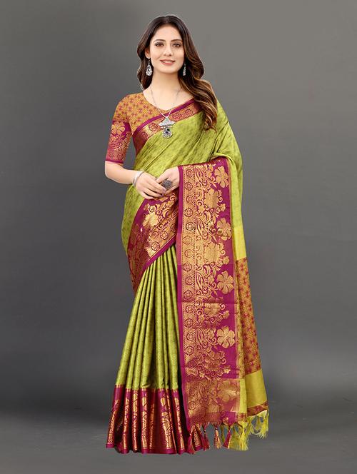 women self-designed banarasi saree with blouse - 21317074 - Very Small Image - 1