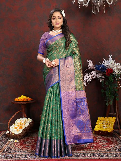 women green banarasi saree - 21317116 - Very Small Image - 1
