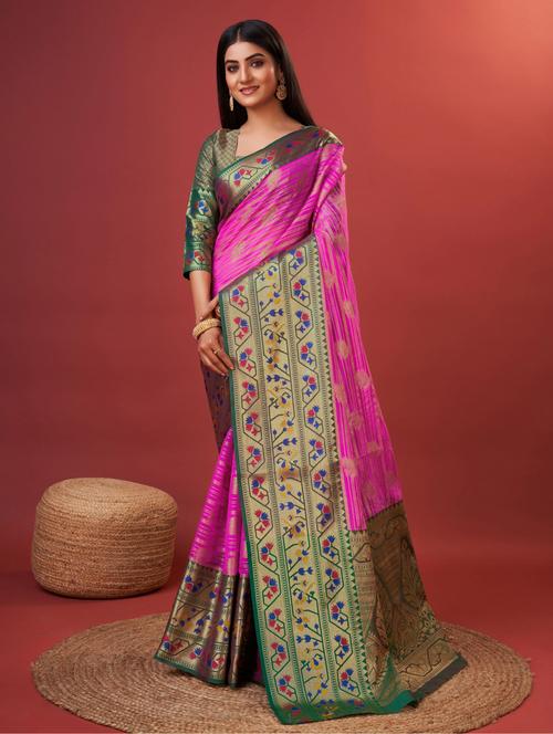 women self-designed banarasi saree with blouse - 21317117 - Very Small Image - 1