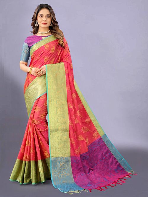 women self-designed banarasi saree with blouse - 21317133 - Very Small Image - 1