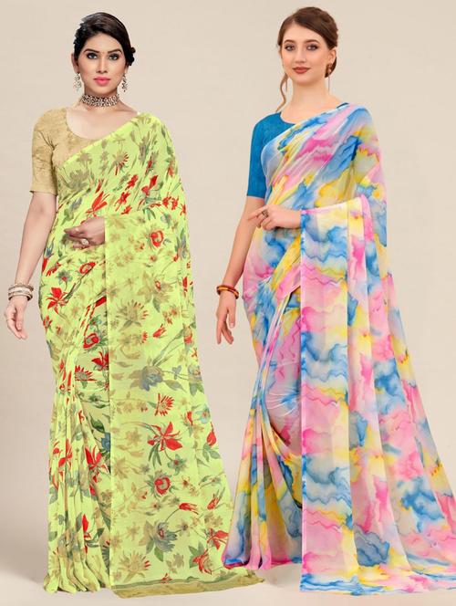 pack of 2 multi colored combo saree - 21317374 - Very Small Image - 1