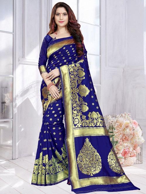women self design kanjivaram saree with blouse - 21317402 - Very Small Image - 1