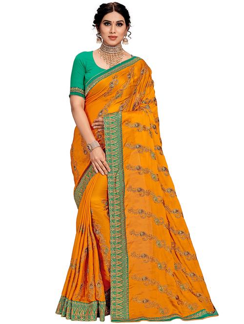women mustard embellished saree - 21317527 - Very Small Image - 1
