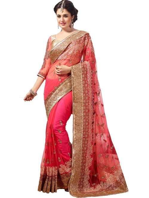 women pink embroidered saree - 21317827 - Very Small Image - 1