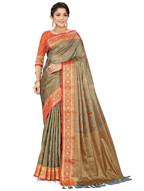 women self design banarasi saree with blouse - 21317892 - Very Small Image - 1