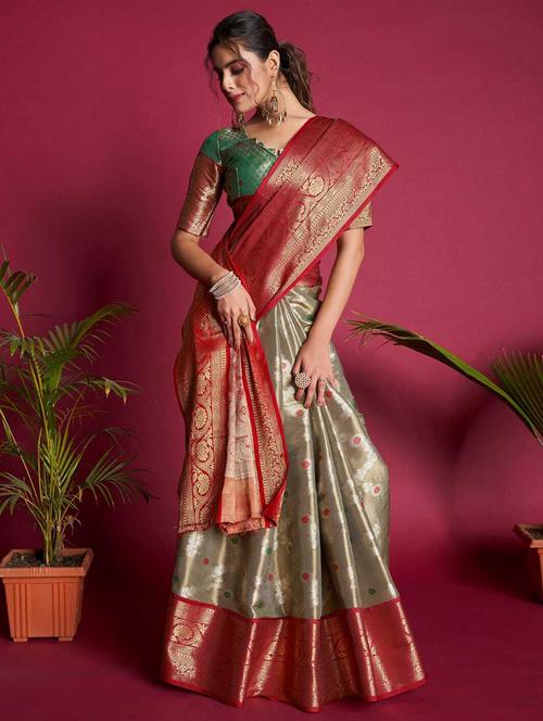 women self design dharmavaram saree with blouse - 21317948 - Very Small Image - 1
