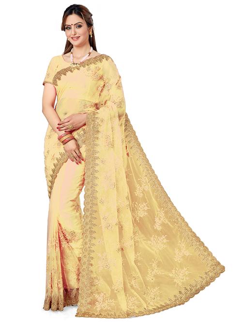 women yellow embroidered saree - 21318158 - Very Small Image - 1