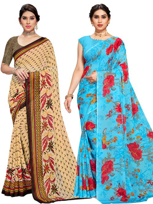 pack of 2 multi colored combo saree - 21318281 - Very Small Image - 1