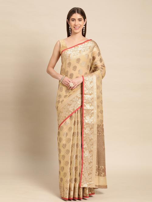 women beige banarasi saree - 21318361 - Very Small Image - 1