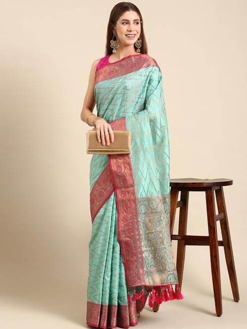 women sea green banarasi saree - 21318362 - Very Small Image - 1