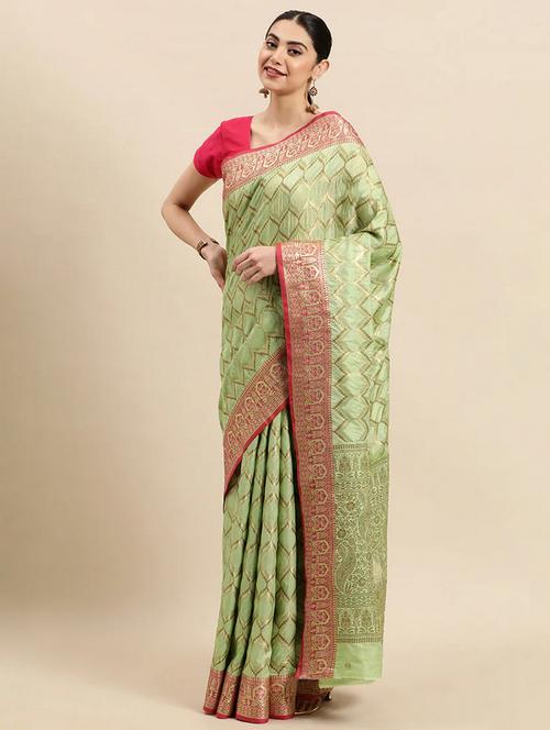 women green banarasi saree - 21318588 - Very Small Image - 1