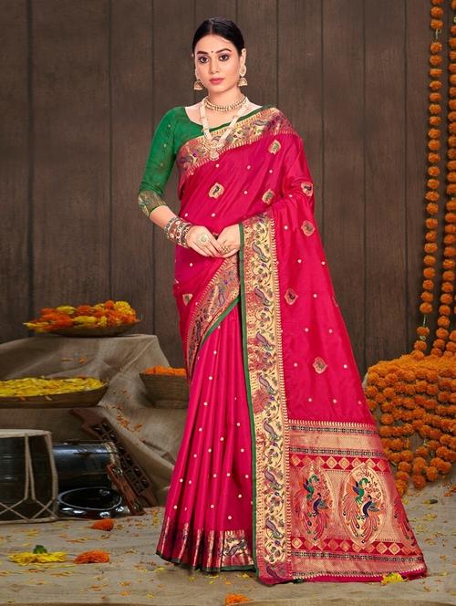 women self design zari work saree with blouse - 21318792 - Very Small Image - 1