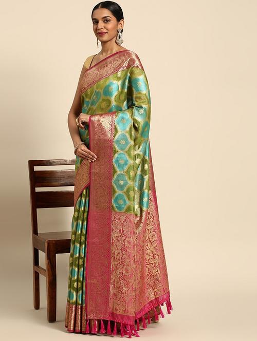 women self design zari work saree with blouse - 21318837 - Very Small Image - 1
