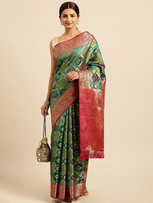 women self design zari work saree with blouse - 21318858 - Very Small Image - 1