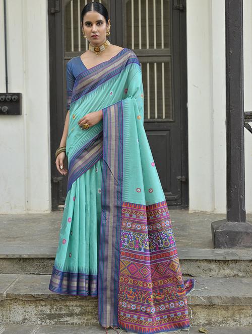 light blue bhagalpuri saree with blouse - 21320962 - Very Small Image - 1