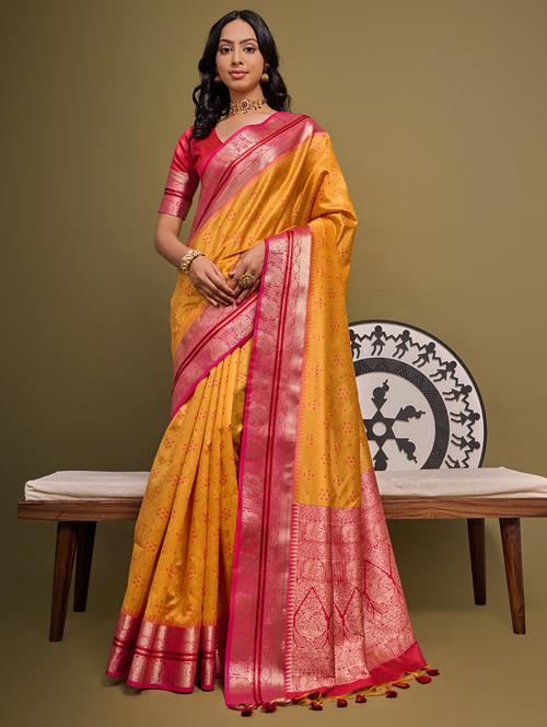 mustard silk blend bhagalpuri saree - 21321060 - Very Small Image - 1