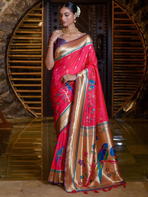 women self design paithani saree with blouse - 21321077 - Very Small Image - 1