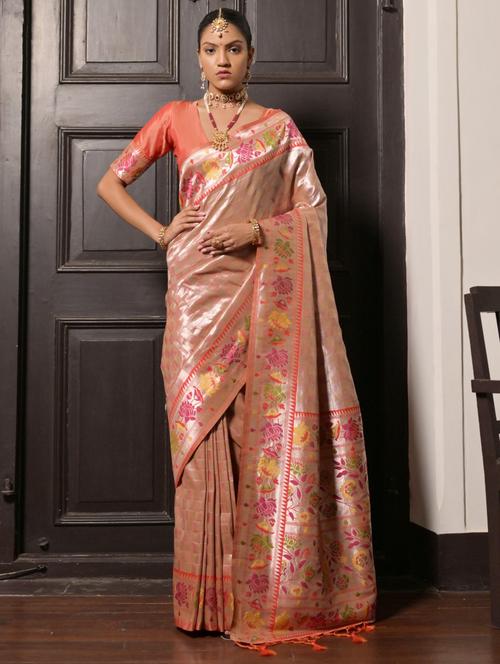 women self design paithani saree with blouse - 21321210 - Very Small Image - 1