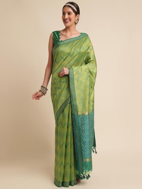 women chevron printed saree with blouse - 21321446 - Very Small Image - 1