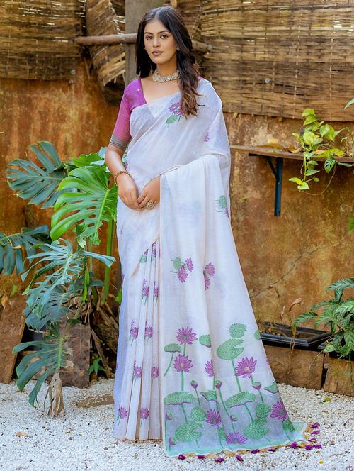 women self design handloom saree with blouse - 21321474 - Very Small Image - 1