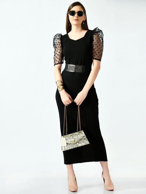 women black cotton blend bodycon dress - 21322264 - Very Small Image - 1
